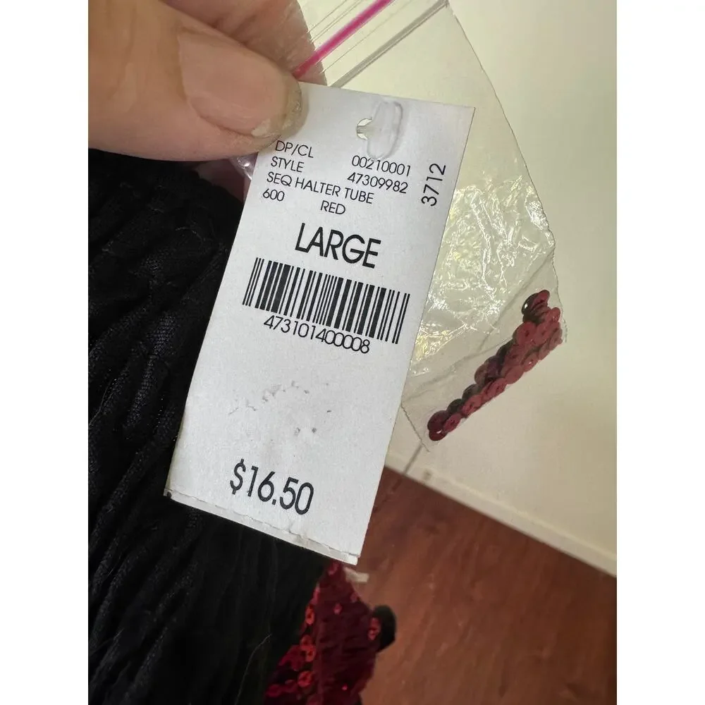 NWT Wet Seal Sparkly Red Halter Tube Top Size: Large - Picture 3 of 4